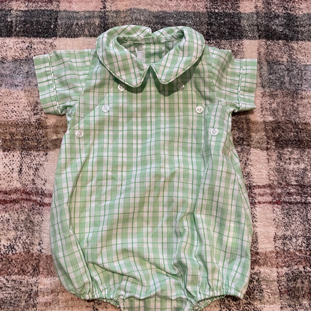 Little English Green Plaid Baby Romper